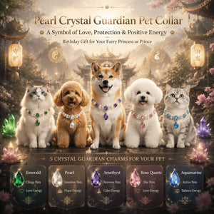 Pearl Crystal Guardian Pet Collar | A Symbol of Love, Protection & Positive Energy | Birthday Gift for Your Furry Princess or Prince