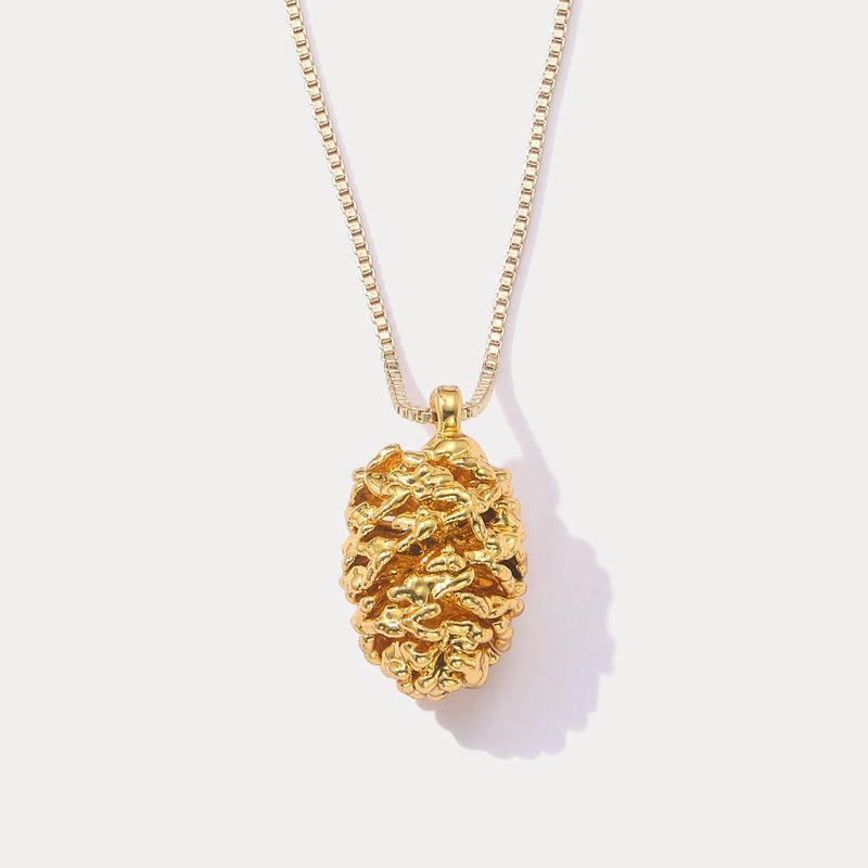 Gold Pinecone Necklace | Real Pinecone Jewelry for Growth & Protection | Wiaugem