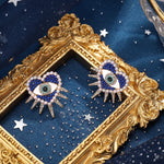 Heart Sun Evil Eye Earrings | Protective Spiritual Jewelry for Positive Energy | Wiaugem