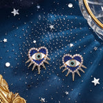Heart Sun Evil Eye Earrings | Protective Spiritual Jewelry for Positive Energy | Wiaugem