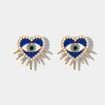 Heart Sun Evil Eye Earrings | Protective Spiritual Jewelry for Positive Energy | Wiaugem