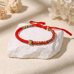 Om Mani Padme Hum Red & Black String Bracelets - Luck & Protection
