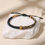 Om Mani Padme Hum Red & Black String Bracelets - Luck & Protection