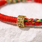 Om Mani Padme Hum Red & Black String Bracelets - Luck & Protection