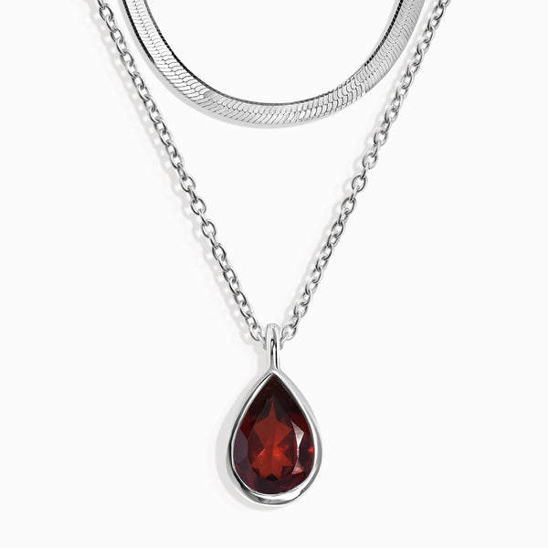 Pink Quartz Hidden Heart Necklace & Herringbone Chain