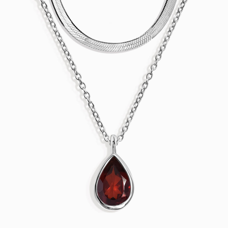 Pink Quartz Hidden Heart Necklace & Herringbone Chain