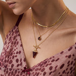 Pink Quartz Hidden Heart Necklace & Herringbone Chain