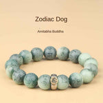 Green Bodhi Bracelet | Natural Carved Mantra & Zodiac Talisman