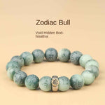 Green Bodhi Bracelet | Natural Carved Mantra & Zodiac Talisman