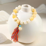 WIAUGEM White Bodhi &amp; Beige Jade Harmony Bracelet