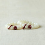 WIAUGEM White Jade Bodhi Cinnabar Lion Harmony Bracelet