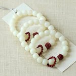 WIAUGEM White Jade Bodhi Cinnabar Lion Harmony Bracelet