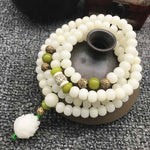 White Jade Bodhi Lotus Mala Harmony Necklace BraceletWIAUGEM White Jade Bodhi Lotus 108 Mala Necklace &amp; Bracelet