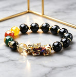 Five-Way Wealth God Black Pixiu Bracelet for Abundance, Luck, and Protection