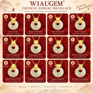 Wiaugem Chinese Zodiac Peace Buckle Necklace