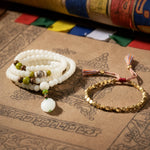 White Jade Bodhi Lotus Mala Harmony Necklace BraceletWIAUGEM White Jade Bodhi Lotus 108 Mala Necklace &amp; Bracelet