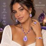 WIAUGEM Natural Amethyst 4-Piece Jewelry Set