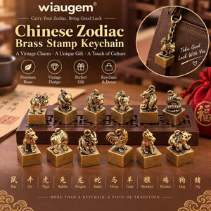 Wiaugem Chinese Zodiac Brass Seal | Lucky 12 Zodiac Talisman for Wealth & Protection