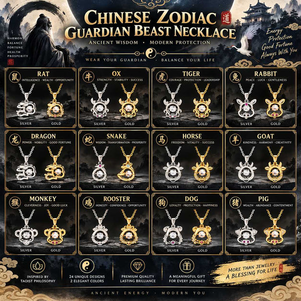 Wiaugen 12 Chinese Zodiac Necklace | Temple-Blessed Zodiac Guardian Jewelry