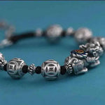 Handcrafted Feng Shui Wealth Talisman Bracelet with Pixiu Enamel 'Cai' Glyph for Attracting Abundance from a Thousand-Year-Old Temple