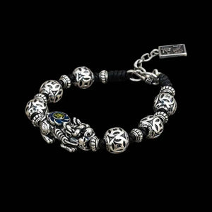 Handcrafted Feng Shui Wealth Talisman Bracelet with Pixiu Enamel 'Cai' Glyph for Attracting Abundance from a Thousand-Year-Old Temple