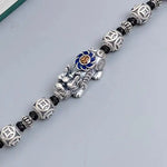 Handcrafted Feng Shui Wealth Talisman Bracelet with Pixiu Enamel 'Cai' Glyph for Attracting Abundance from a Thousand-Year-Old Temple