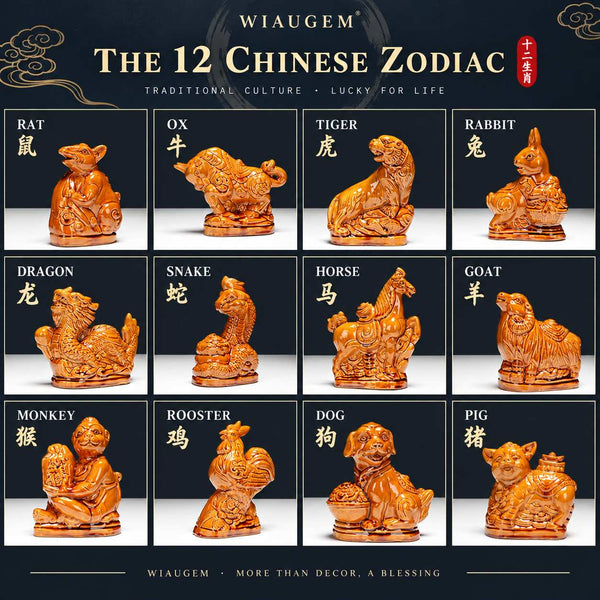 WIAUGEM 12 Chinese Zodiac Feng Shui Figurines