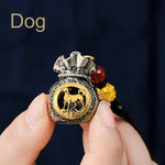 WIAUGEM Chinese Zodiac Blessing Money Bag Rotatable Keychain