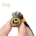 WIAUGEM Chinese Zodiac Blessing Money Bag Rotatable Keychain
