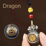 WIAUGEM Chinese Zodiac Blessing Money Bag Rotatable Keychain