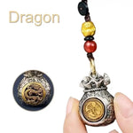 WIAUGEM Chinese Zodiac Blessing Money Bag Rotatable Keychain