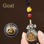 WIAUGEM Chinese Zodiac Blessing Money Bag Rotatable Keychain