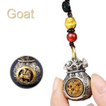 WIAUGEM Chinese Zodiac Blessing Money Bag Rotatable Keychain