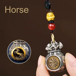 WIAUGEM Chinese Zodiac Blessing Money Bag Rotatable Keychain