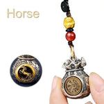 WIAUGEM Chinese Zodiac Blessing Money Bag Rotatable Keychain