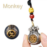 WIAUGEM Chinese Zodiac Blessing Money Bag Rotatable Keychain