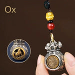 WIAUGEM Chinese Zodiac Blessing Money Bag Rotatable Keychain