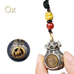 WIAUGEM Chinese Zodiac Blessing Money Bag Rotatable Keychain