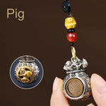 WIAUGEM Chinese Zodiac Blessing Money Bag Rotatable Keychain