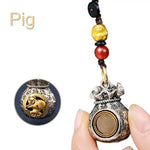 WIAUGEM Chinese Zodiac Blessing Money Bag Rotatable Keychain