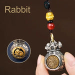 WIAUGEM Chinese Zodiac Blessing Money Bag Rotatable Keychain