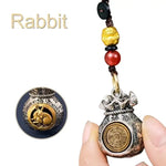 WIAUGEM Chinese Zodiac Blessing Money Bag Rotatable Keychain