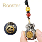WIAUGEM Chinese Zodiac Blessing Money Bag Rotatable Keychain