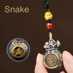 WIAUGEM Chinese Zodiac Blessing Money Bag Rotatable Keychain