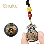 WIAUGEM Chinese Zodiac Blessing Money Bag Rotatable Keychain