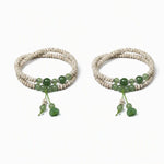 WIAUGEM Star &amp; Moon Bodhi Green Jade Lotus Harmony Bracelet