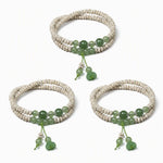 WIAUGEM Star &amp; Moon Bodhi Green Jade Lotus Harmony Bracelet