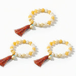 WIAUGEM White Bodhi &amp; Beige Jade Harmony Bracelet