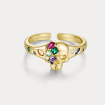 Gemstone Skull Ring | Gothic Halloween Jewelry for Protection & Strength | Wiaugem