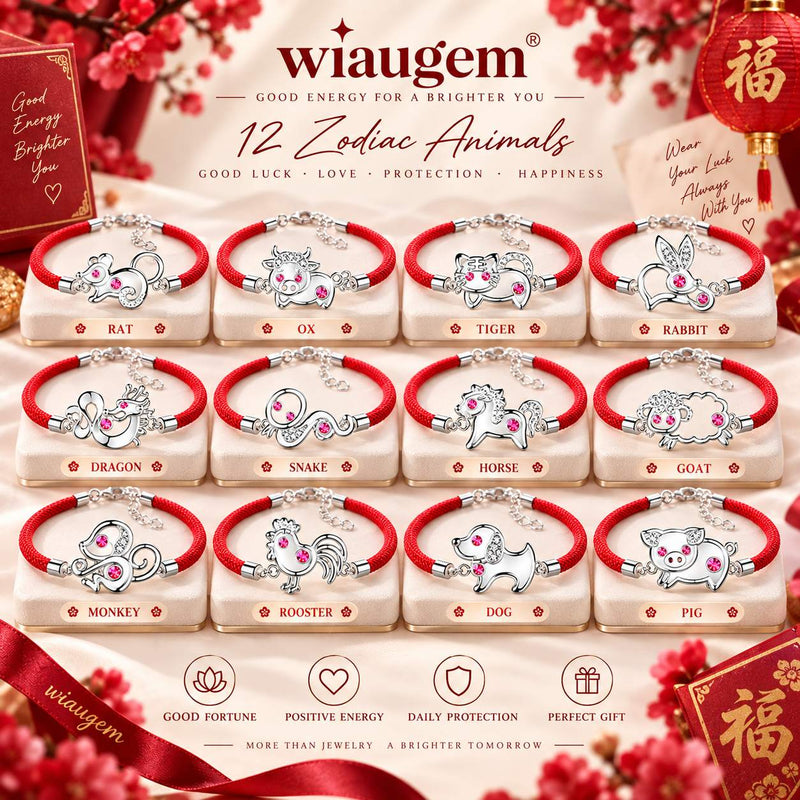 Wiaugen 12 Chinese Zodiac Red String Bracelet